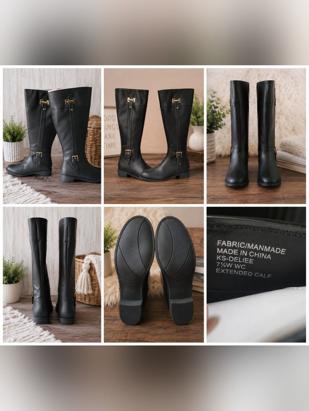Karen Scott Women's Deliee Faux Leather Riding Boots, 7.5 W WC, Black PU